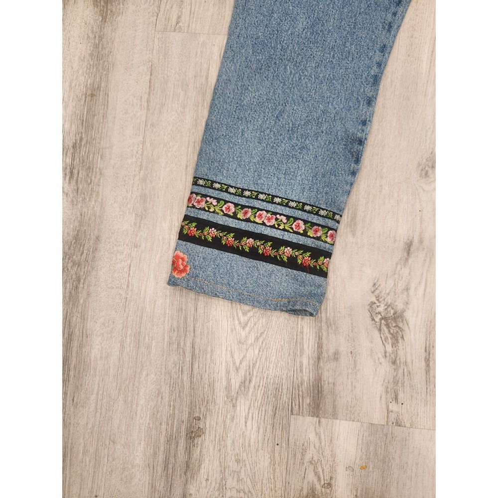 VTG Cache Sz 10 Embroidered Floral Y2K Bohemian Hippie Womens Button Fly Jeans - Picture 10 of 13